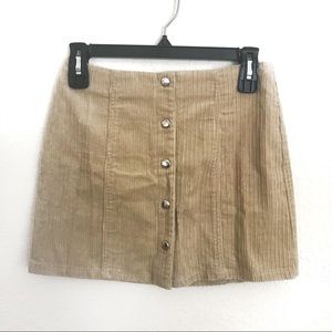 Forever 21 Tan corduroy button front mini skirt S